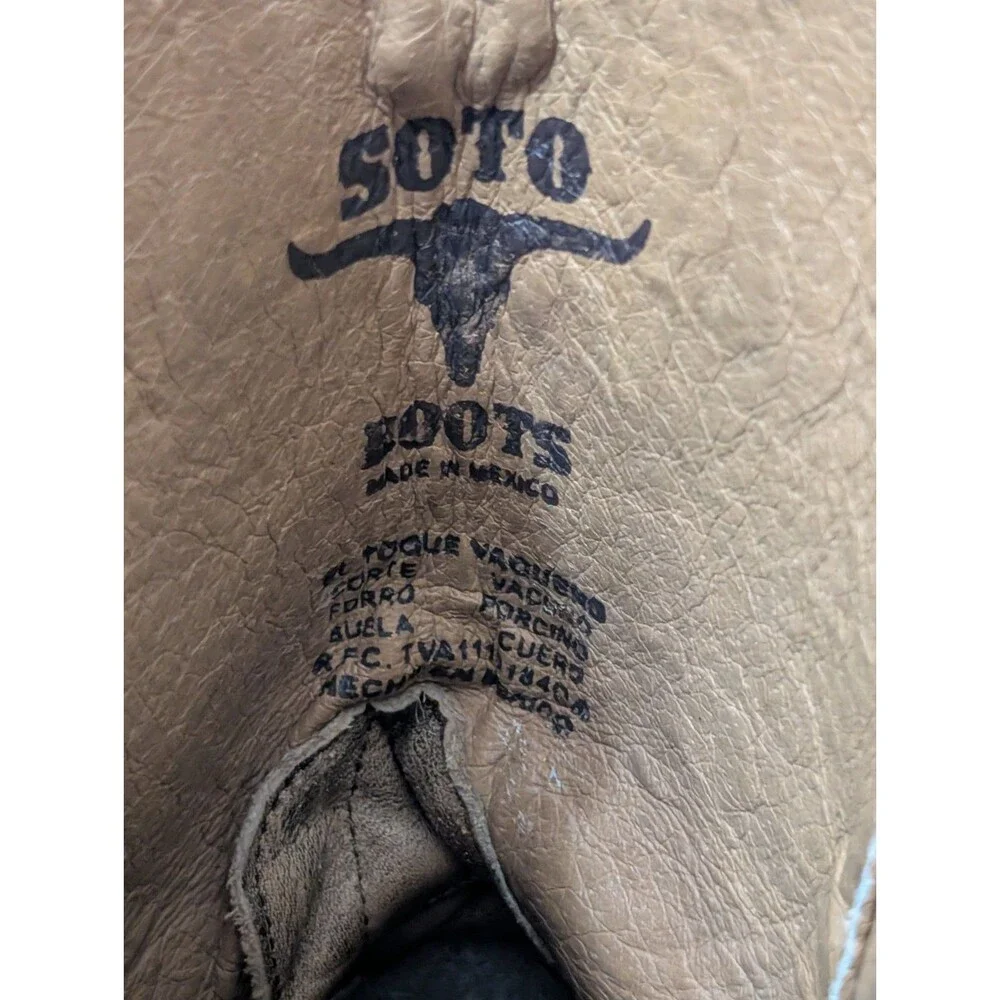 Soto Pirarucu Cowboy Boots Men's Size 9.5 Leather Brown Fish Exotic